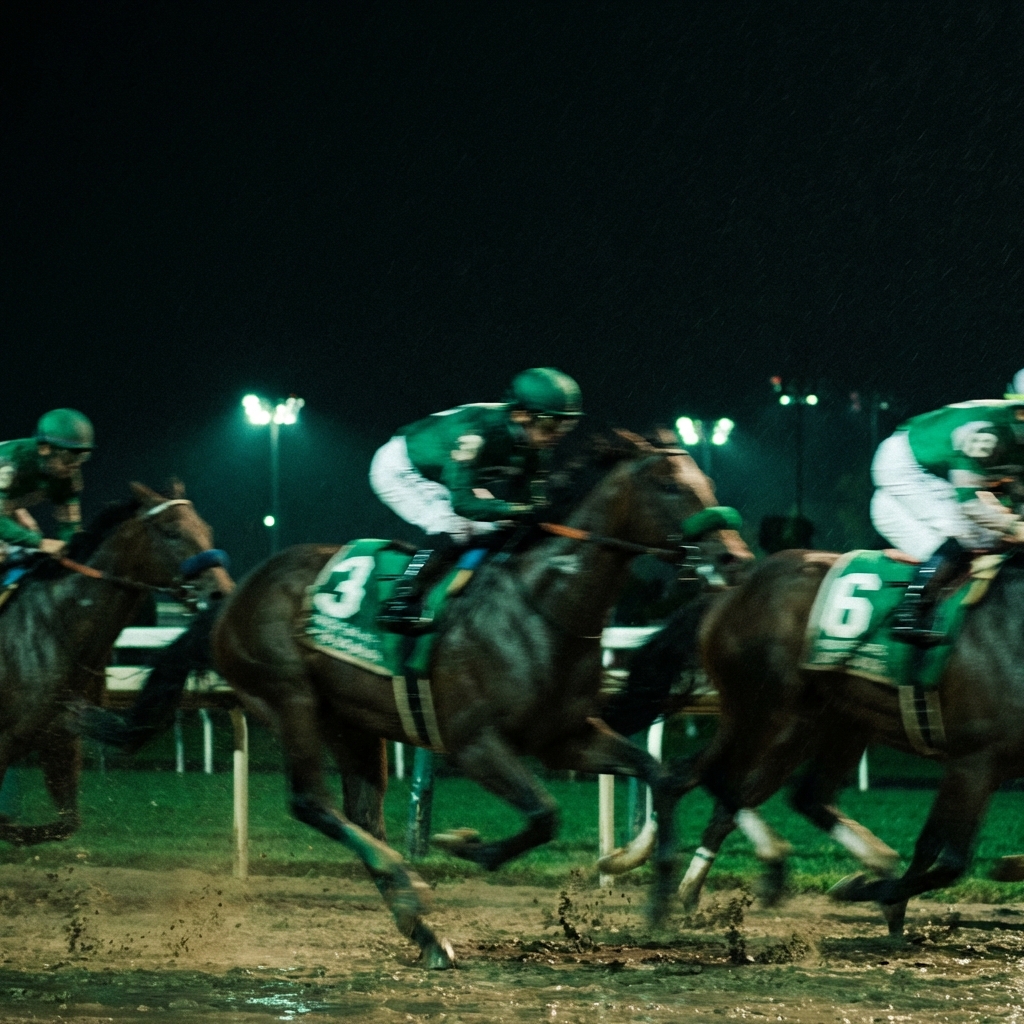 Professional horse racing action